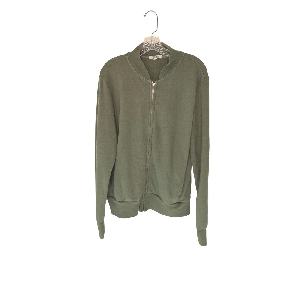 Gustin French Terry Bomber Green Men's Classic Minimalist Casual Basic Medium